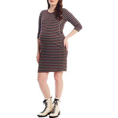 Everly Grey Estela Stripe Maternity/nursing Dress, Red