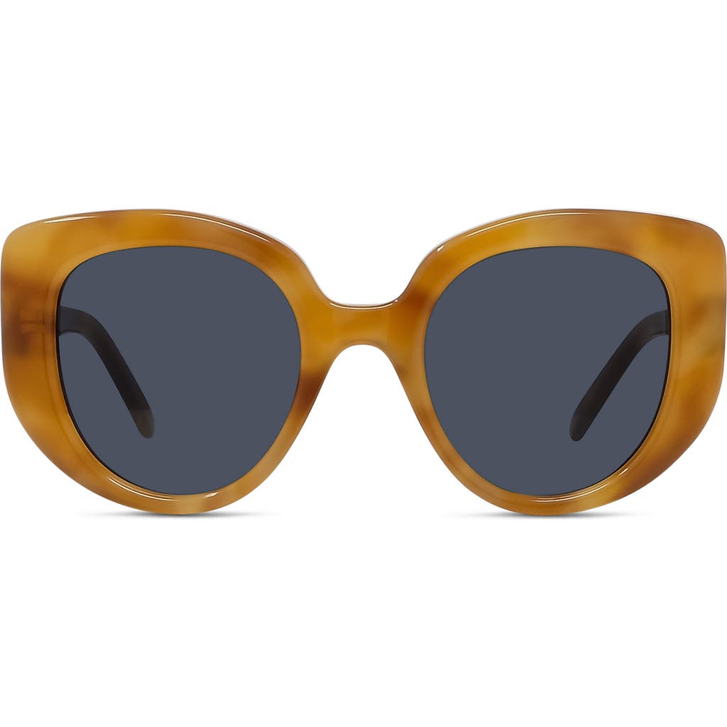 Loewe Curvy 49mm Small Butterfly Sunglasses In Blonde Havana/blue