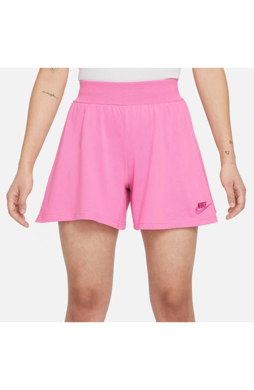 Shop Nike Kids' Cotton Jersey Shorts In Playful Pink/active Fuchsia