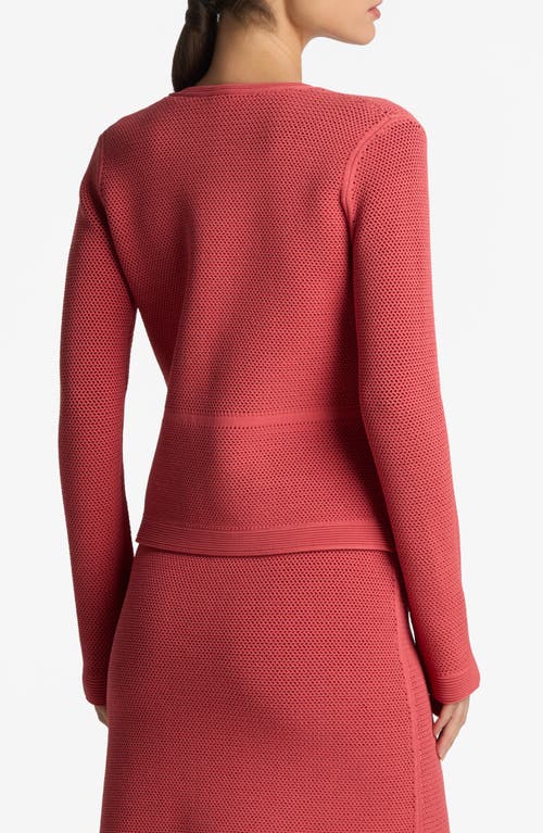 St John Bi-tonal Stretch Mesh Knit Zip-front Jacket In Rose/dark Claret Multi