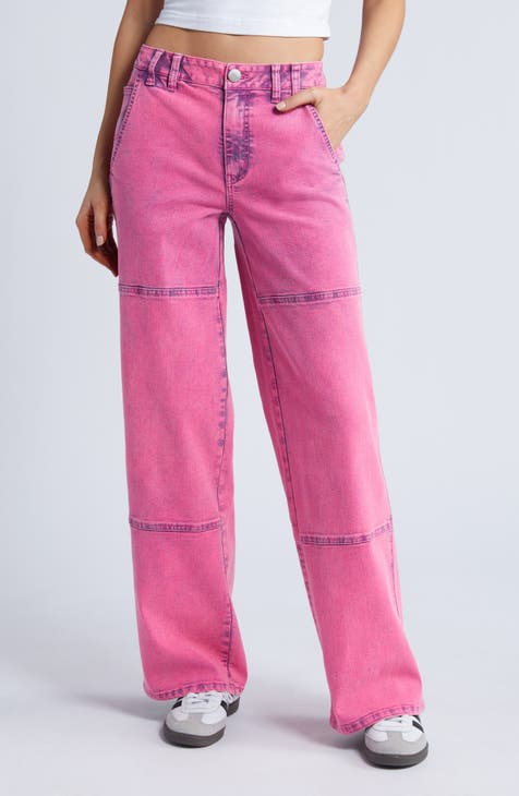 Pink Wide Leg Jeans