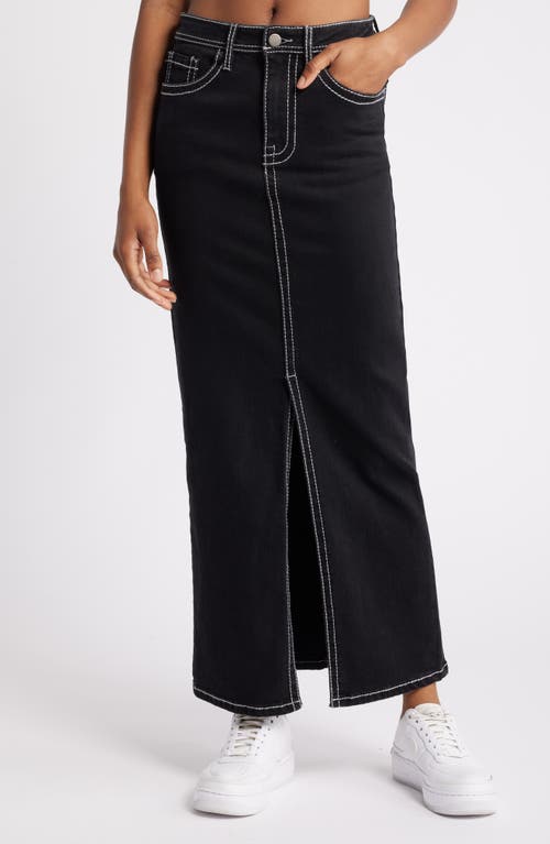 Shop Ptcl Heavy Stitch Denim Maxi Skirt In Black