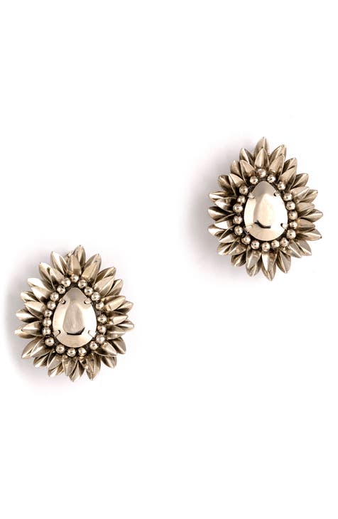 ELLISON & YOUNG Statement Gem Stud Earrings – Faceted Black Stone main image 0