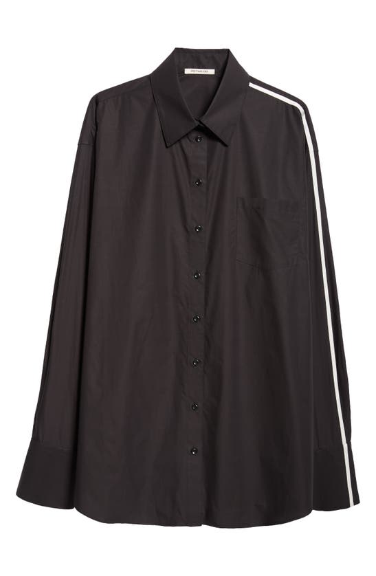 Shop Peter Do Contrast Stripe Cotton Button-up Shirt In Black