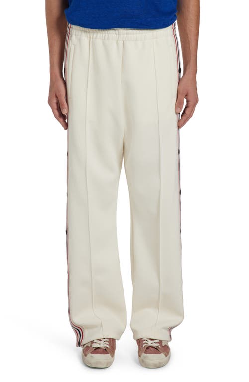 Golden Goose Side Stripe Snap Track Trousers In Papyrus/dark Blue