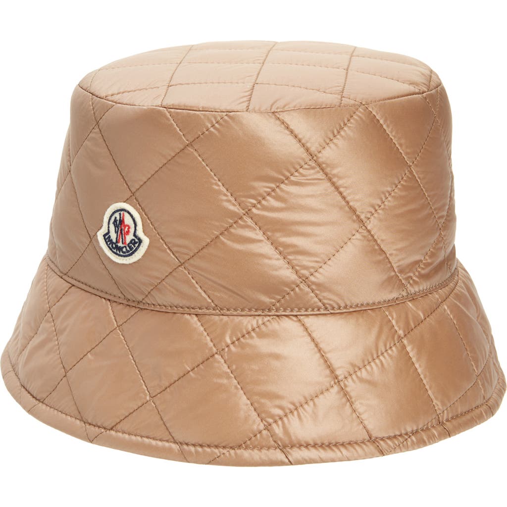 Moncler Quilted Bucket Hat In Neutral