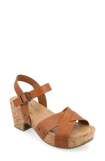 Journee Collection Platform Sandal In Tan