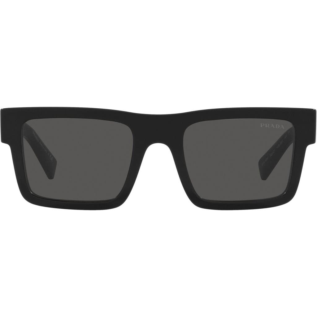 Prada 52mm Rectangular Sunglasses In Black