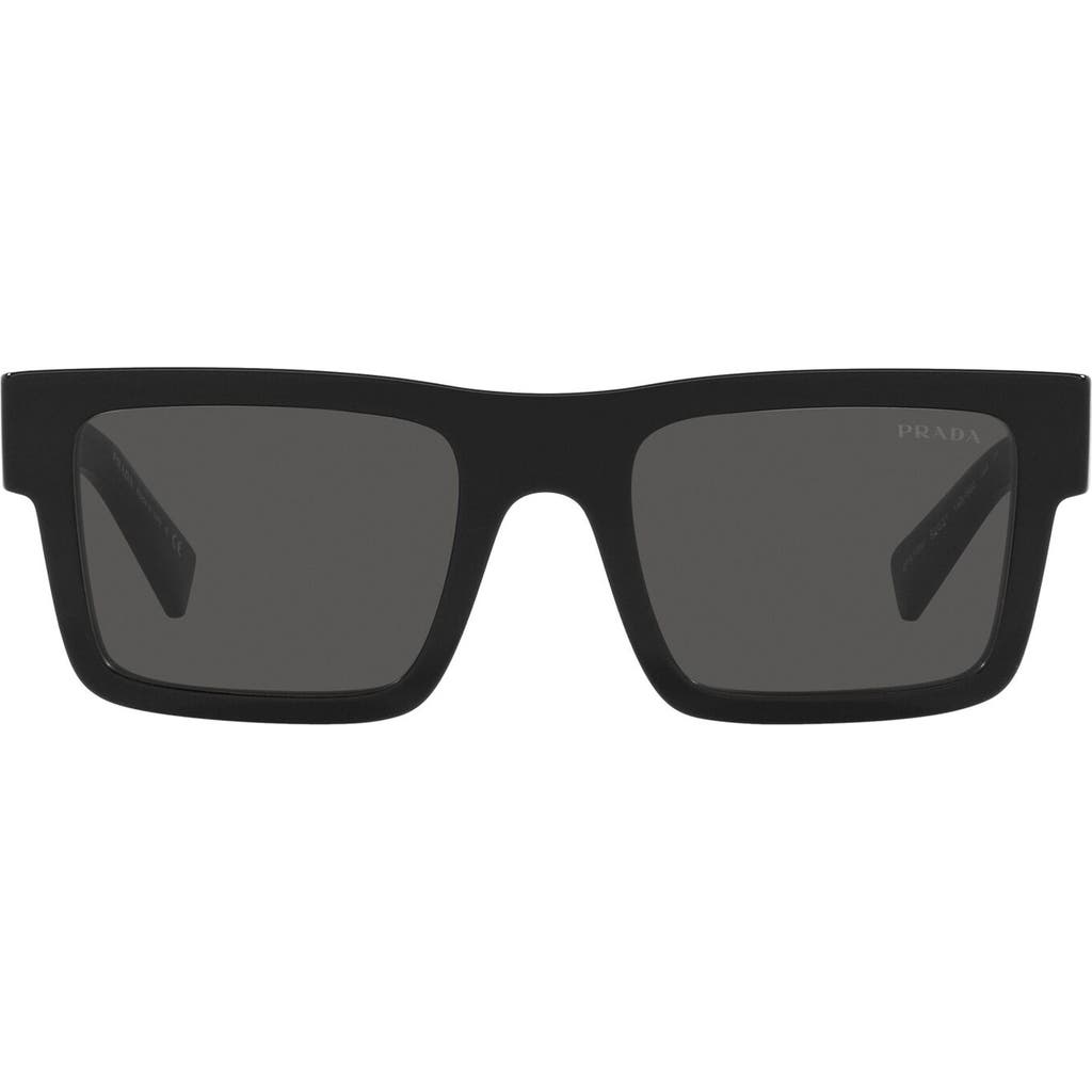 Shop Prada 52mm Rectangular Sunglasses In Black/dark Grey