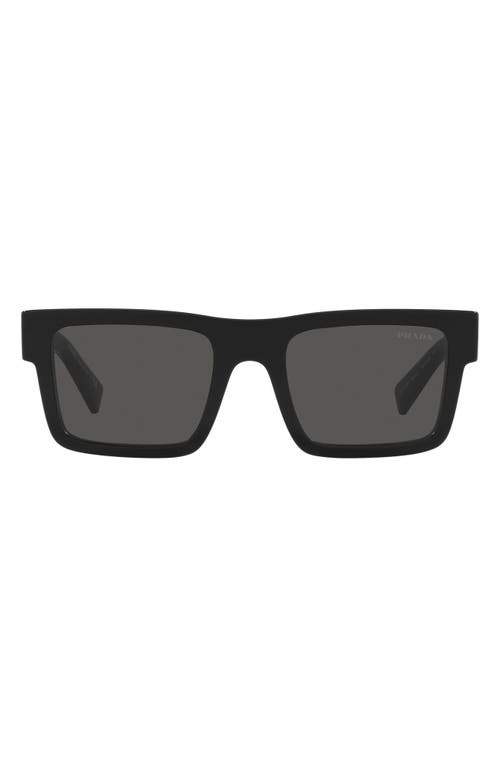 Shop Prada 52mm Rectangular Sunglasses In Black/dark Grey