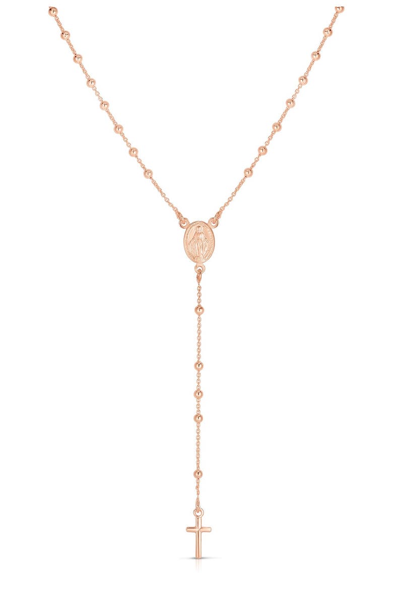SPHERA MILANO 18K Rose Gold Plated Sterling Silver Rosary, Main, color, ROSE GOLD