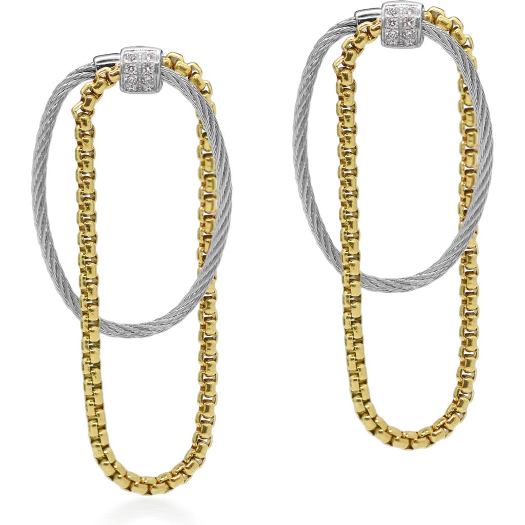 Alor ® Two-tone Diamond Hoop Earrings In Yellow Grey