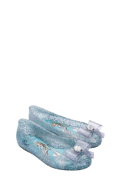 Shop Melissa Mini  Sweet Love Disney Princess Flat In Glitter Blue/blue