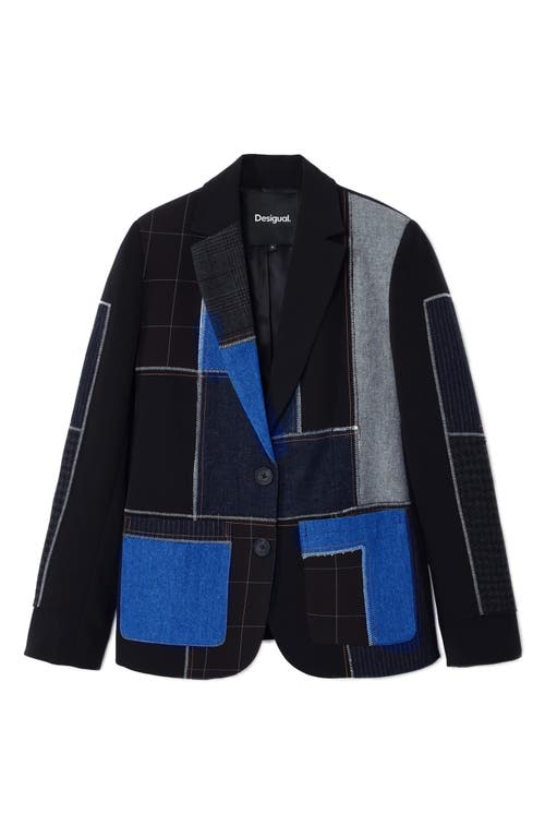 Shop Desigual Helsinki Patchwork Blazer In Black