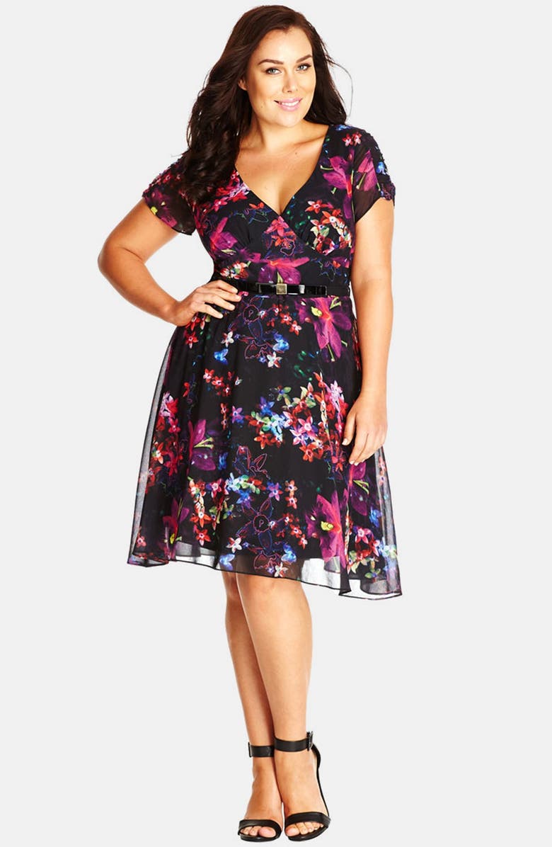 City Chic 'Orchid Floral' Fit & Flare Dress (Plus Size) City Chic ...