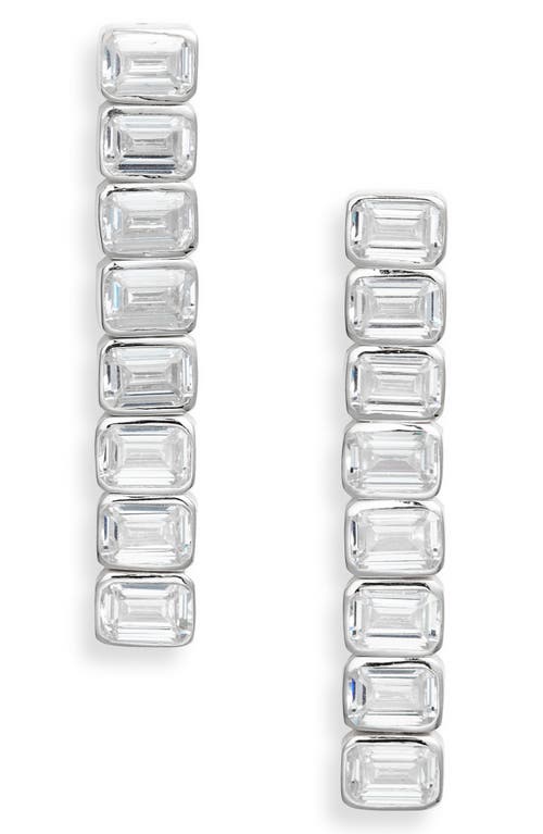 Shymi Emerald Cut Drop Earrings In Silver/white