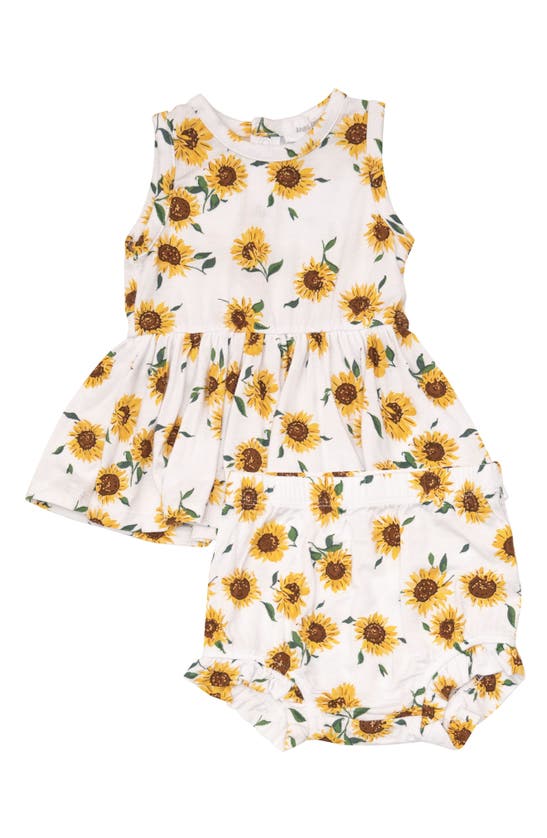 Angel Dear Babies' Sunflower Print Dress & Bloomers Set In Yellow