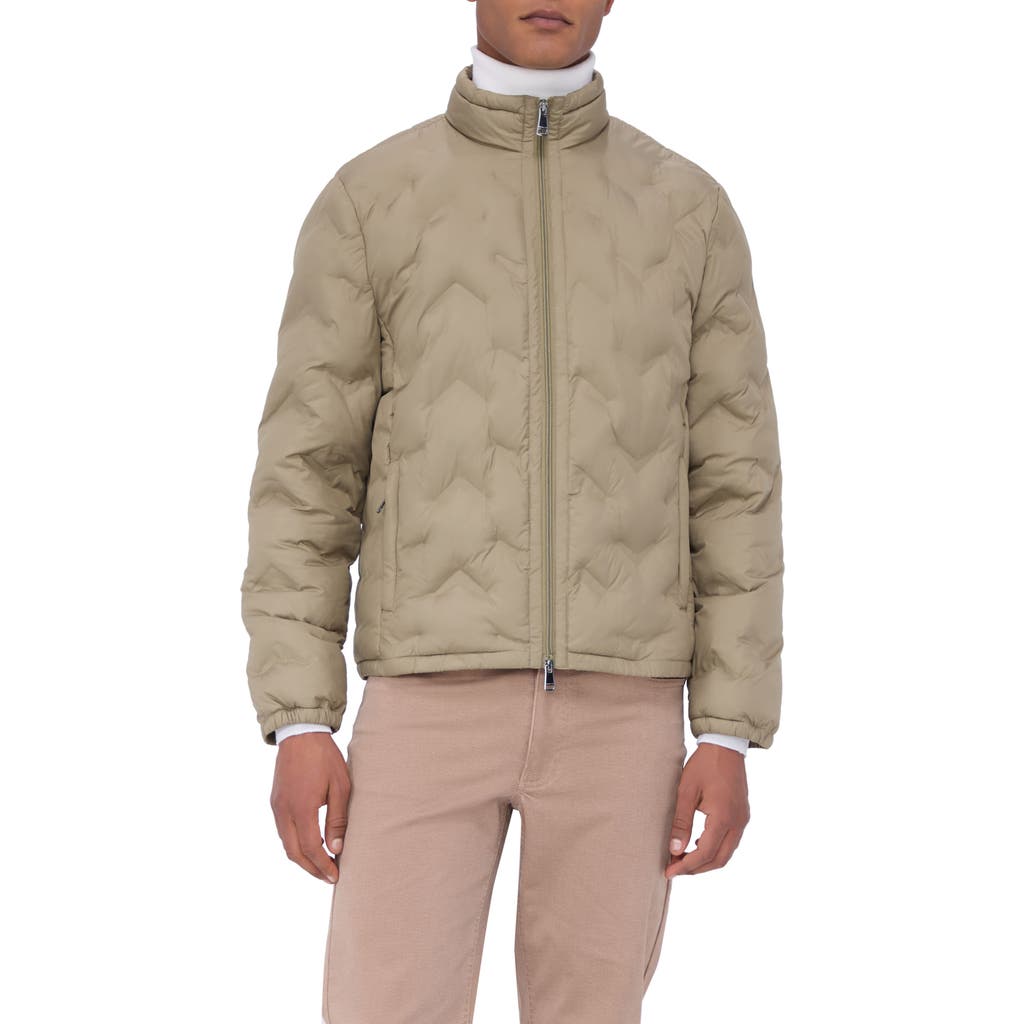 Bugatchi Water Repellent Bomber Jacket In Khaki