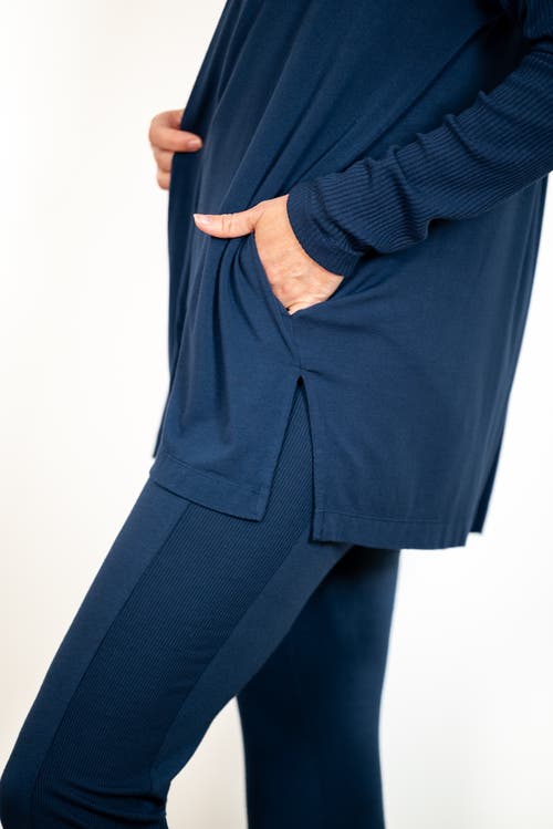 Jjwinks Bff Open Front Lightweight Pocketed Cardigan In Navy