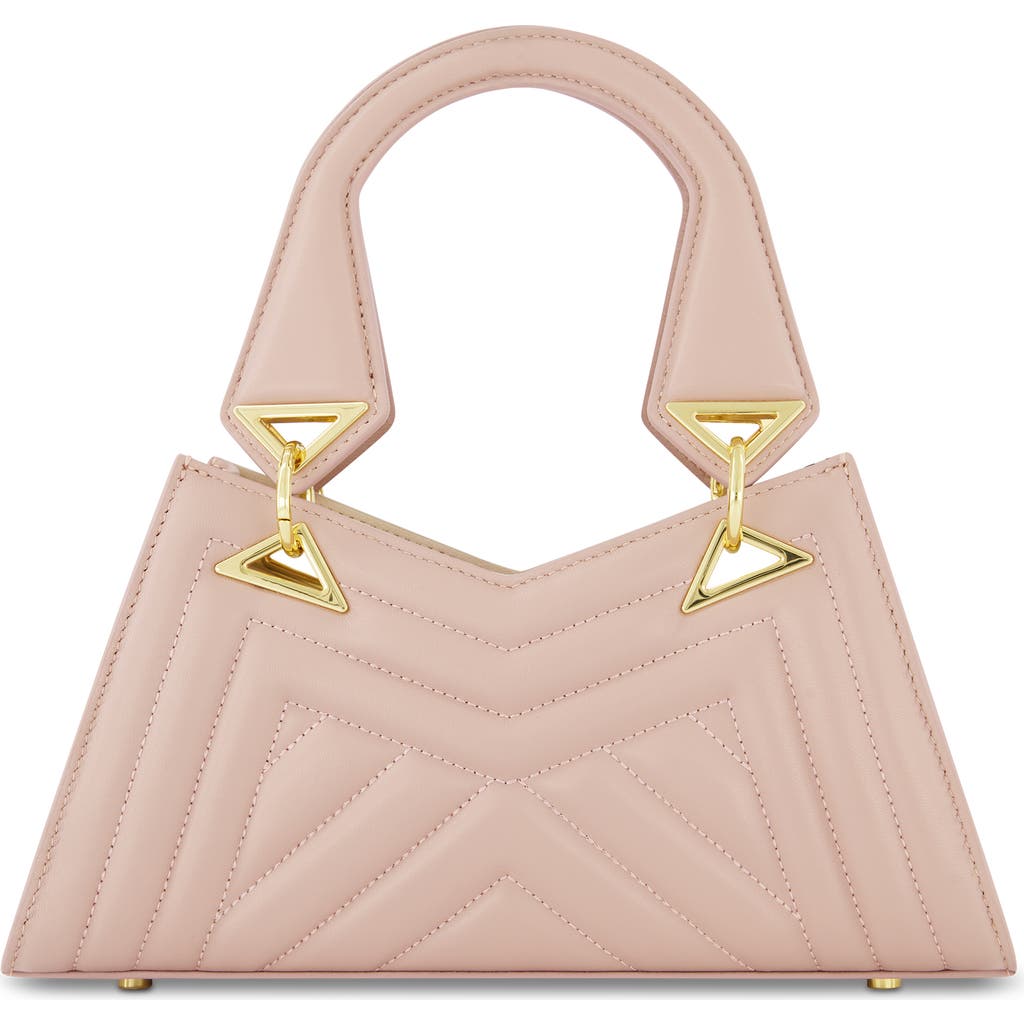 Mac Duggal Angular Quilted Napa Leather Handbag In Rose
