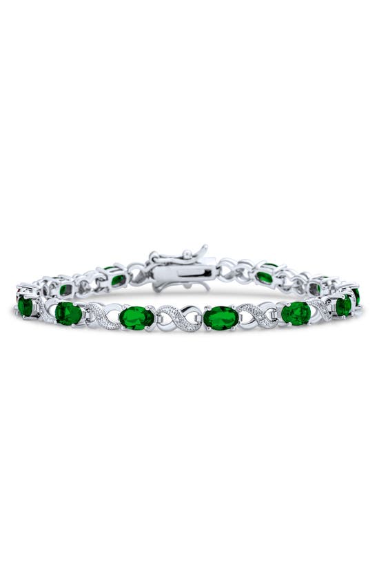 Bling Jewelry Infinity Cz Tennis Bracelet In Green
