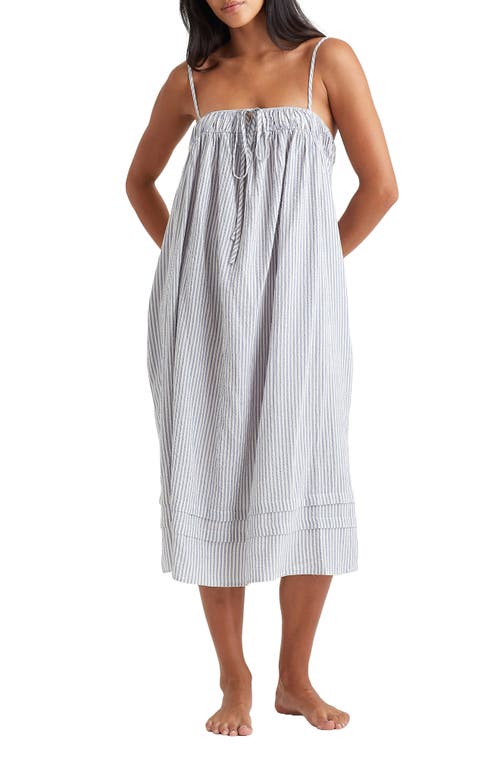 Shop Papinelle Sabine Stripe Seersucker Chemise In White/french Blue