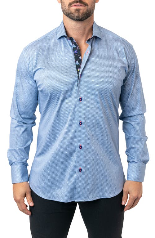 Maceoo Einstein Stretchspokes 02 Blue Contemporary Fit Button-Up Shirt at