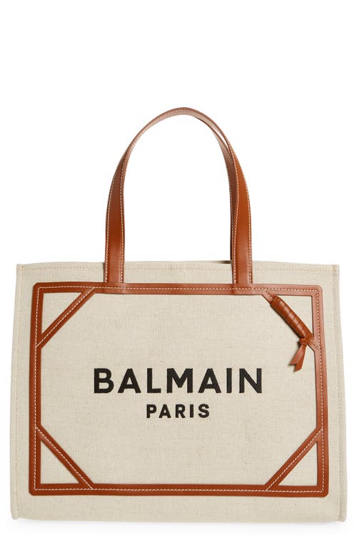 Shop Balmain Medium B-army Monogram Shopper Tote In Gem Natural/brown