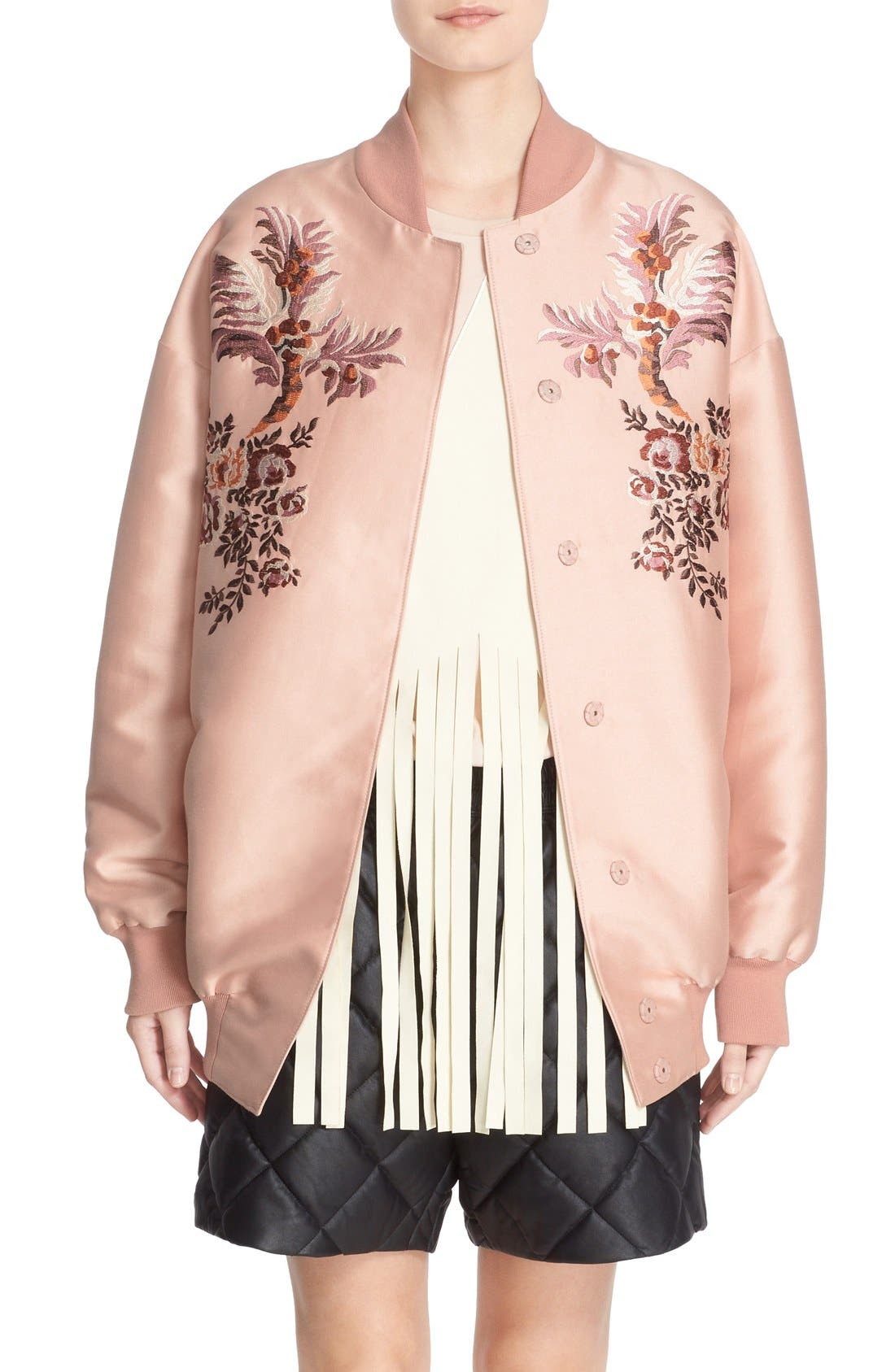 silk bomber jacket embroidered