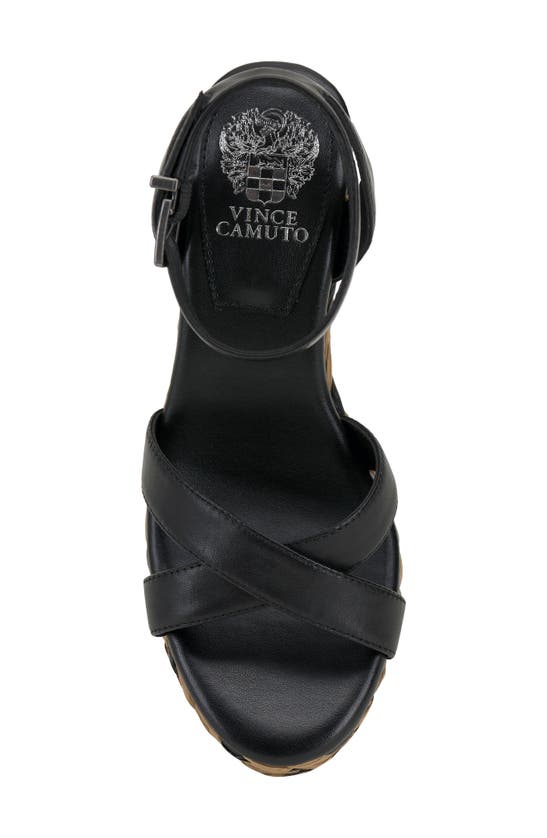 Shop Vince Camuto Fettana Raffia Wedge Sandal In Black
