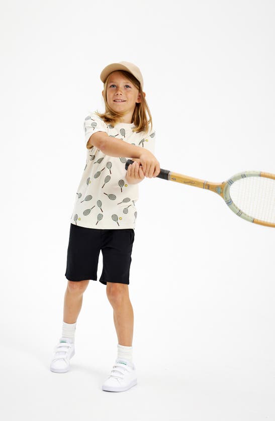 Shop The New Kids' Karter Tennis Print T-shirt In White Swan