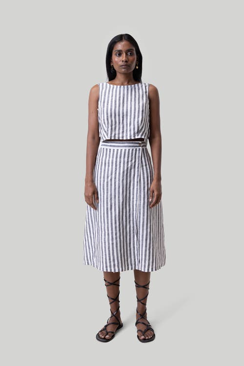 Reistor Boxy Crop Top In Striped Linen (sl)