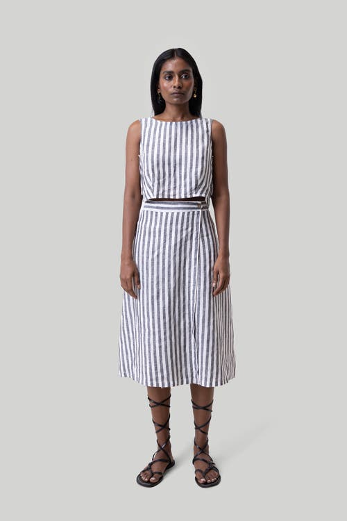 Shop Reistor Boxy Crop Top In Striped Linen (sl)