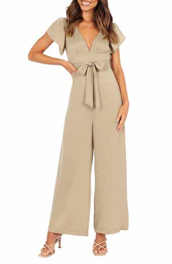 English Factory Tweed Puff Sleeve Ankle Jumpsuit