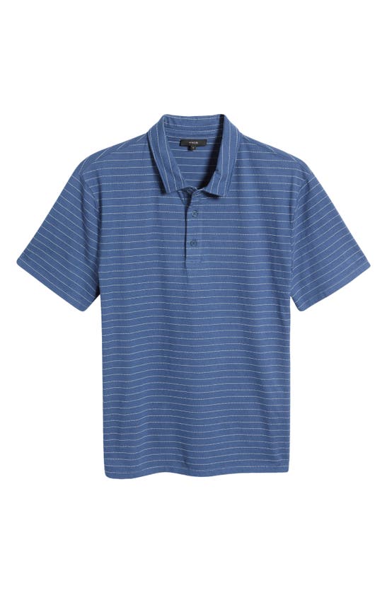 Shop Vince Garment Dyed Fleck Stripe Polo In Washed Twilight Blue