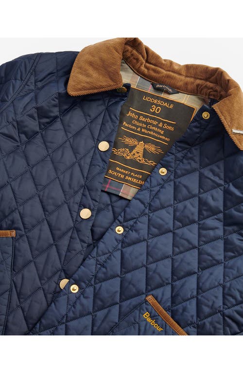Barbour 30th Anniversary Cropped Liddesdale Womens Quilt In Navy/classic