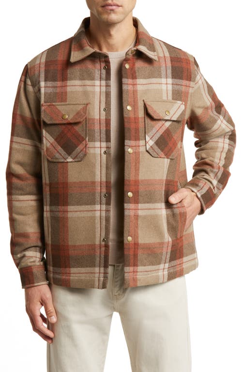 Flannel Wool Blend Overshirt in Tan/Brown