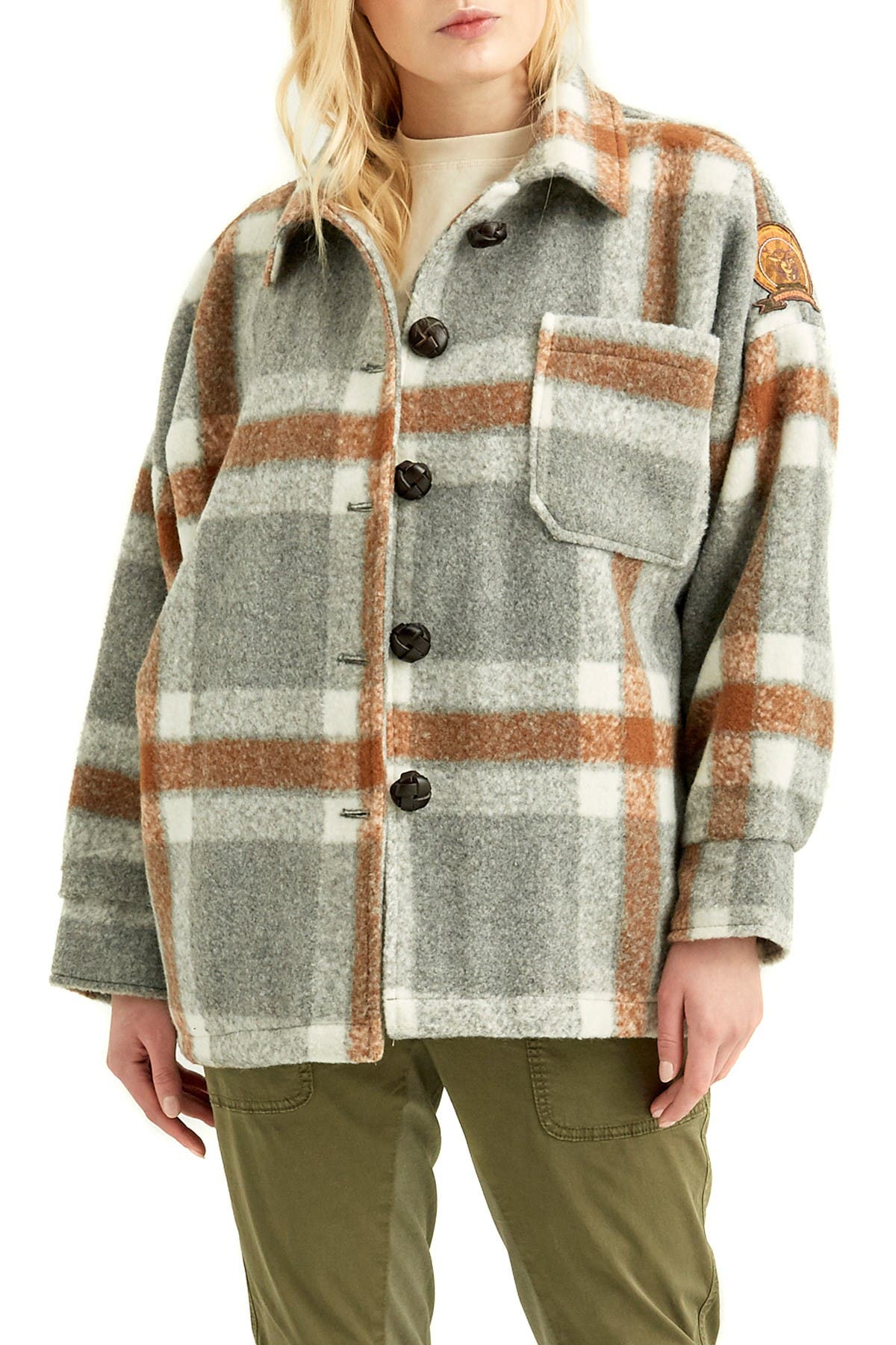 Boundless North Rio Buffalo Check Shirt Jacket In Heather Grey/copper ...
