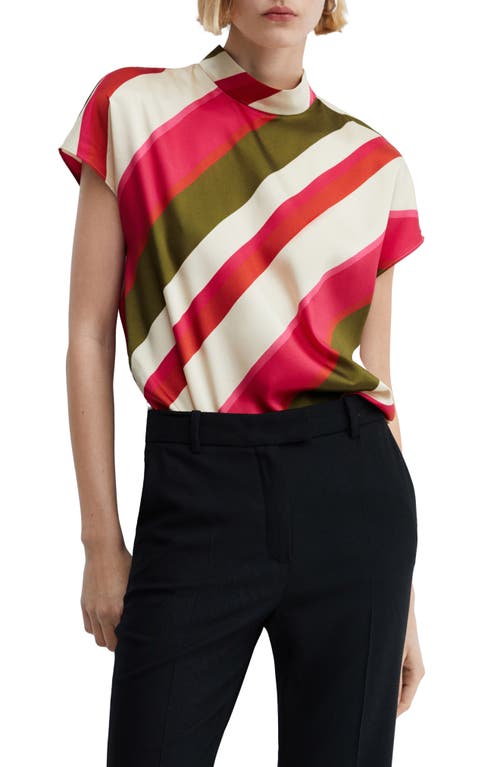 MANGO Cherry Stripe Dolman Sleeve Top Light Beige at Nordstrom,