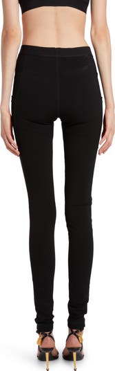 TOM FORD Glossy Jersey Footed Leggings with Logo Band
