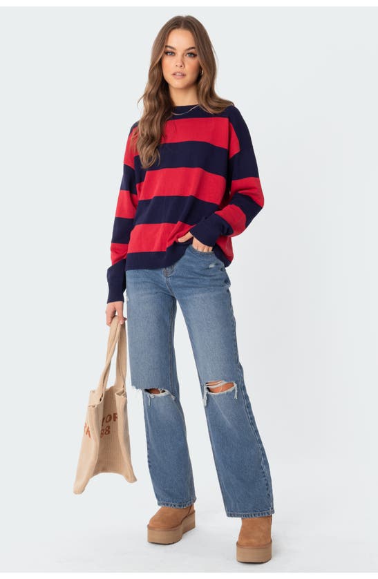 EDIKTED EDIKTED LOGAN STRIPE OVERSIZE SWEATER