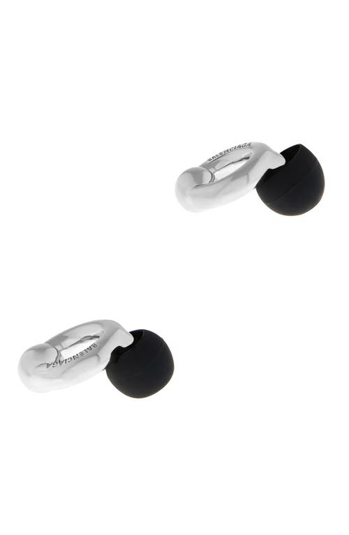 Shop Balenciaga Berlin Earrings In Shiny Silver/black