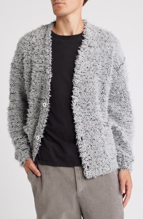 Krost Fuzzy Jacquard Cardigan In Grey