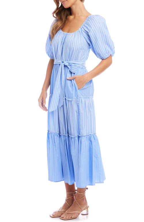 FIFTEEN TWENTY Stripe Tiered Cotton Maxi Dress in Light Blue