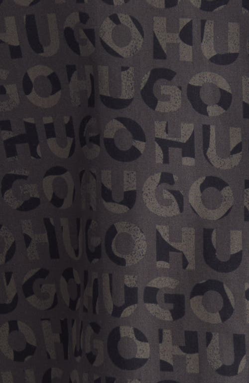 Hugo Boss Oversized-fit Shirt In Seasonal-print Cotton Poplin In Black