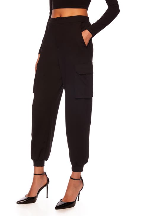Trouve Black Dressy Jogger Pants Womens Pleated Front Stretch Nordstrom  Size 00