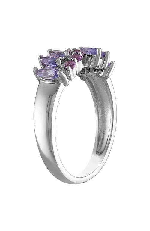 Fzn Sterling Silver Amethyst & Tanzanite Statement Ring In Silver/tanzanite/amethyst