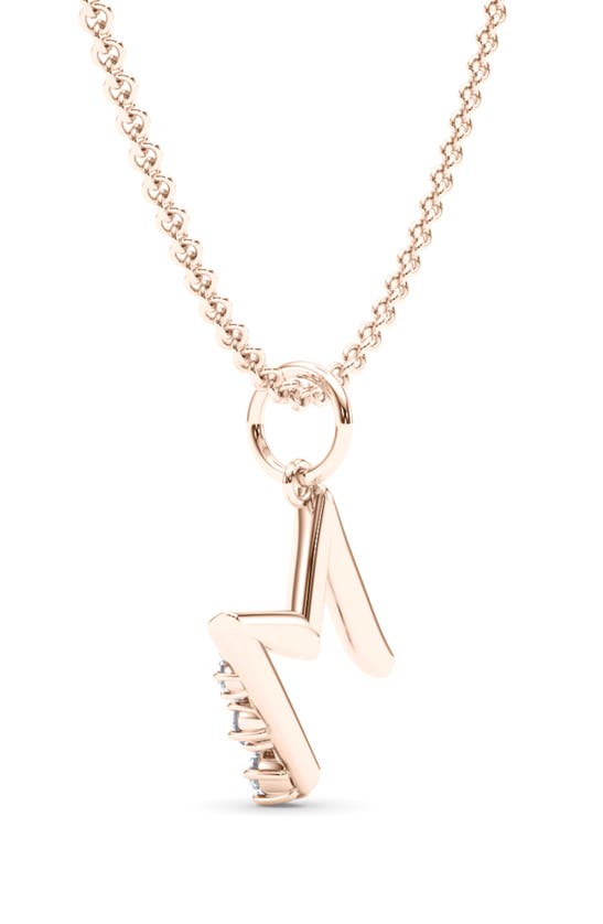 Hautecarat Graduated Lab-created Diamond Initial Letter Pendant Necklace In M - 18k Rose Gold