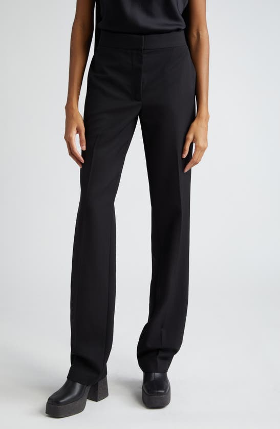 Shop Stella Mccartney Straight Leg Wool Trousers In Black