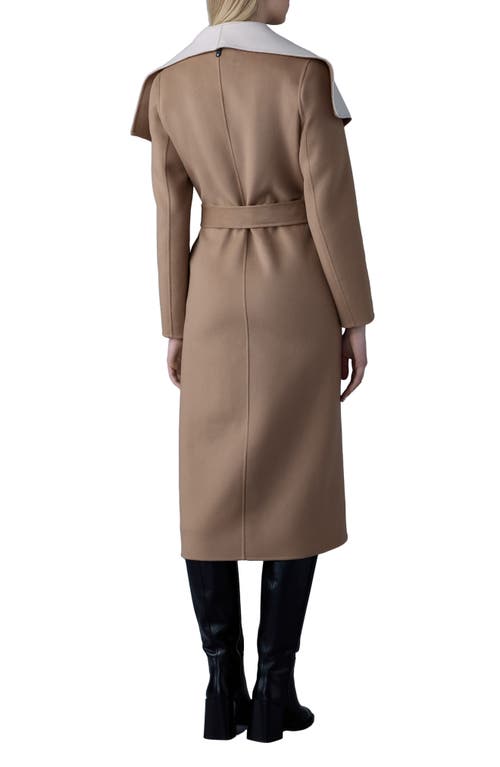 Shop Mackage Mai Wool Long Wrap Coat In Light Camel-trench